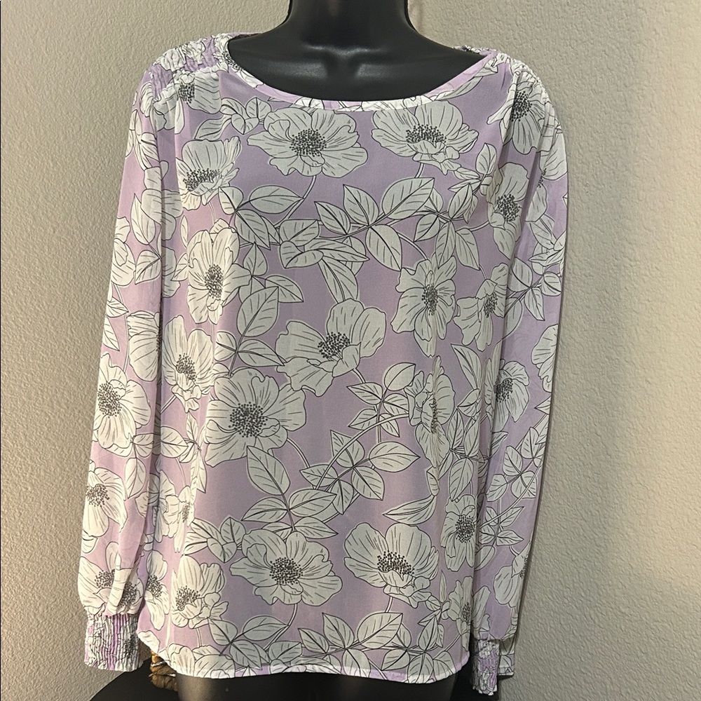 CAbi Lavender Floral Blouse